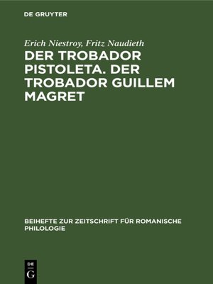 cover image of Der Trobador Pistoleta. Der Trobador Guillem Magret